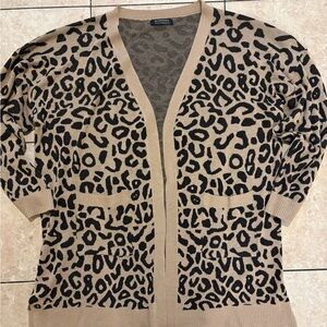 BloomChic Leopard Print Cardigan in Tan and Black